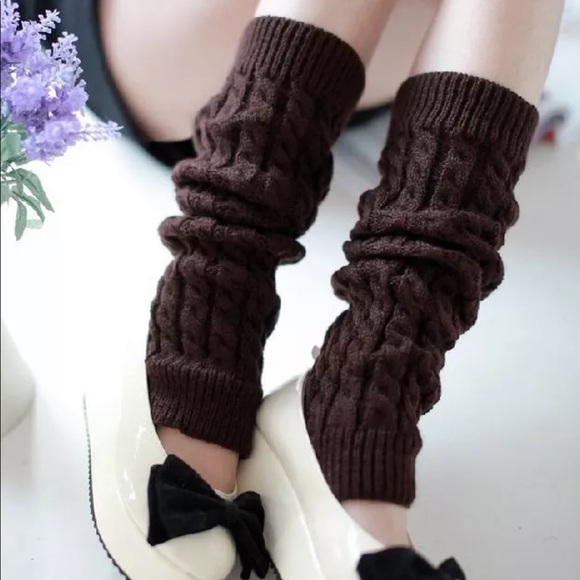 Justine’s Chic Boutique Accessories - LAST 1! Cozy Brown Knit Leg Warmers